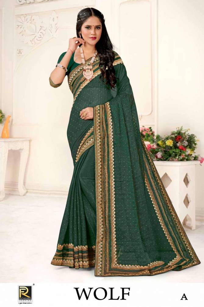 Ronisha Wolf A To D Shimmer Embroidery Designer Sarees Wholesale Shop In Surat
